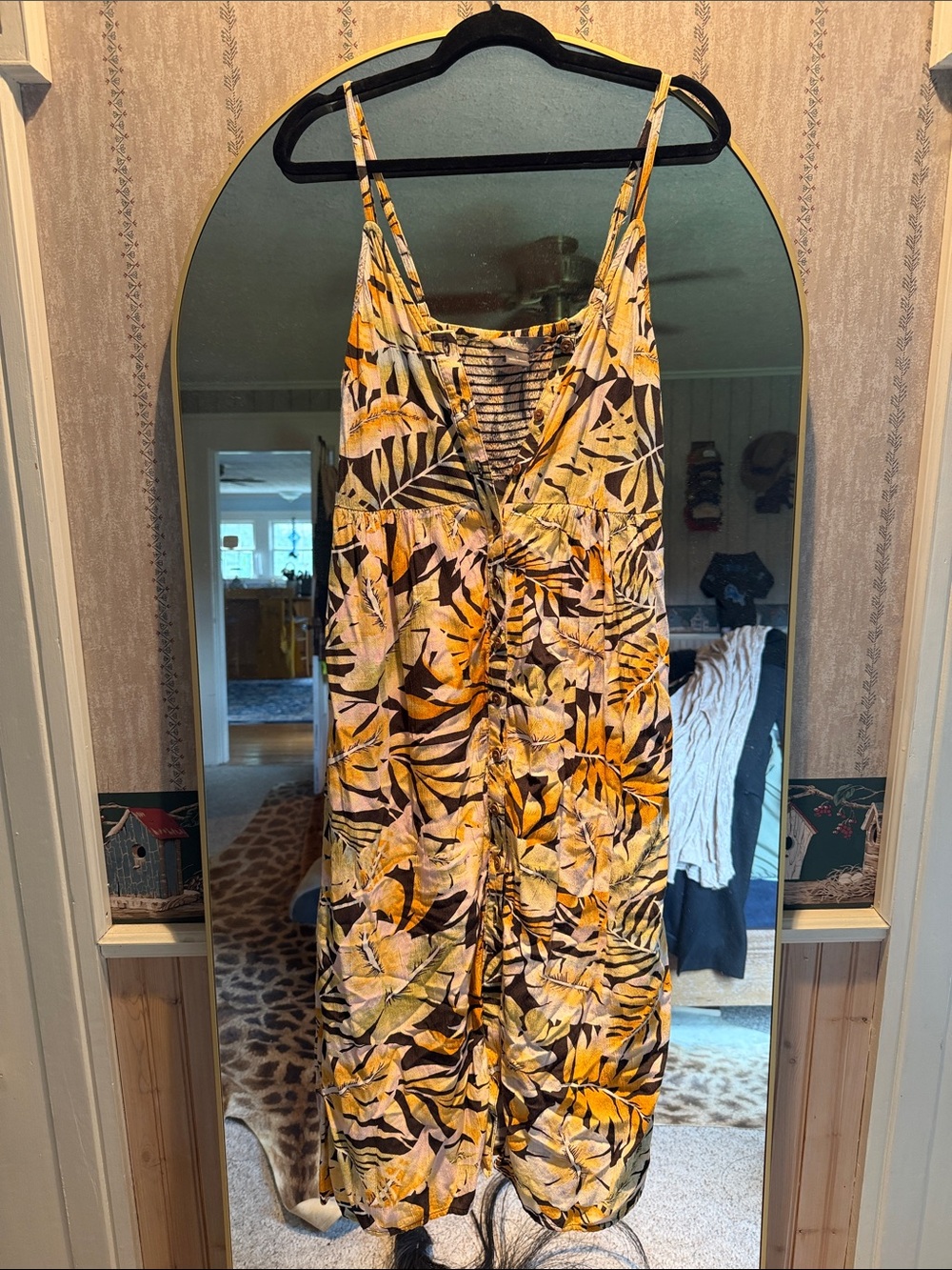 Natural Reflections Yellow Floral Print Midi Dress